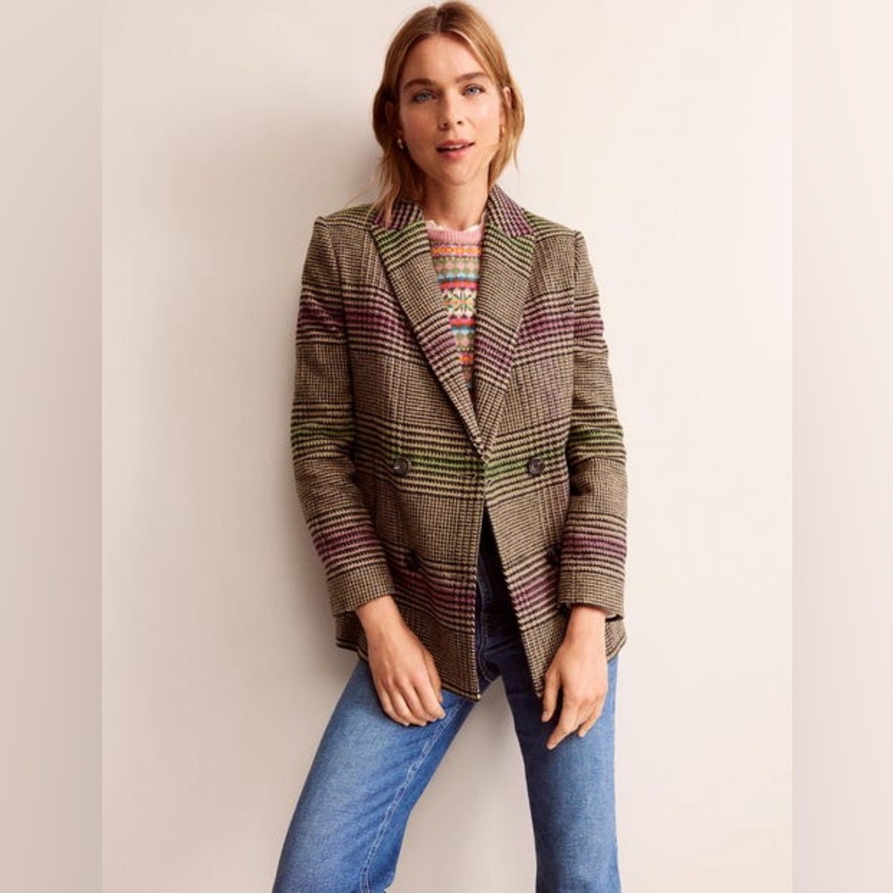 Double-Breasted Checked Coat